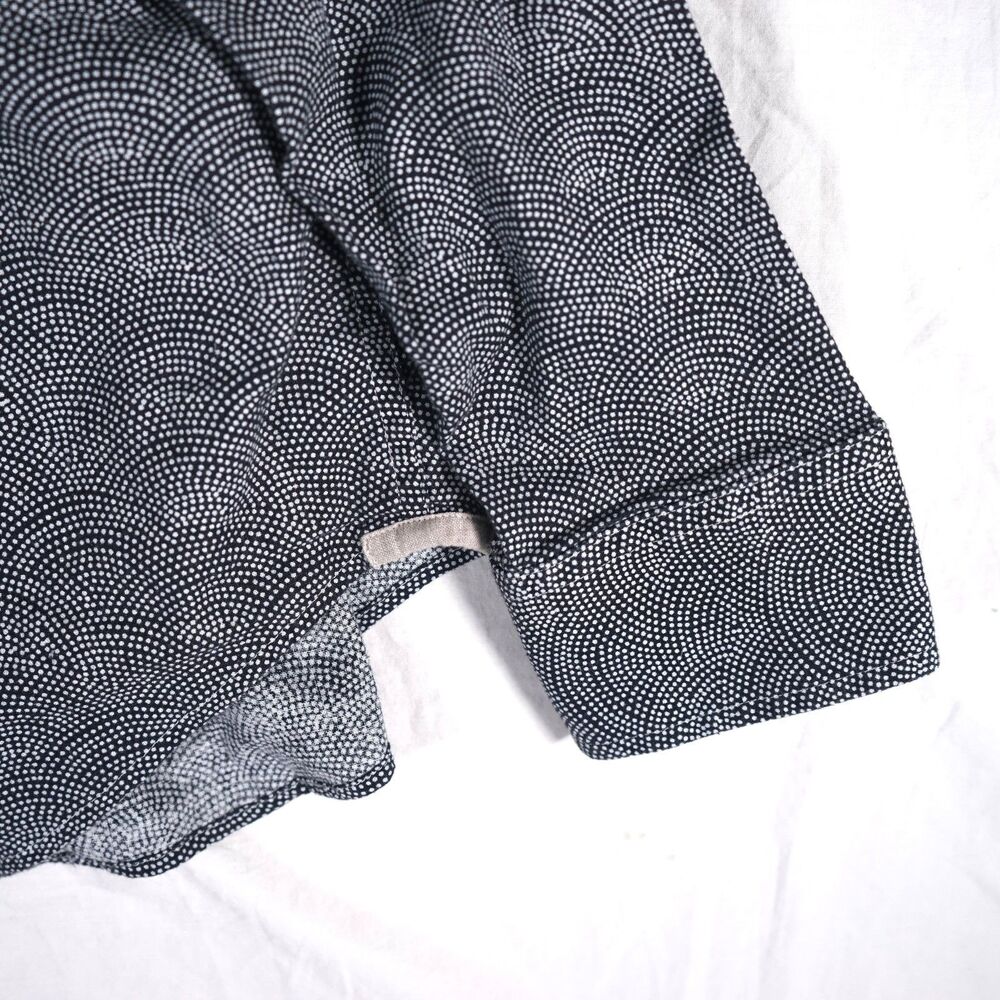 Banana Republic Linen Blend Button Up Shirt Black White Polka Dot Medium - Picture 2 of 8